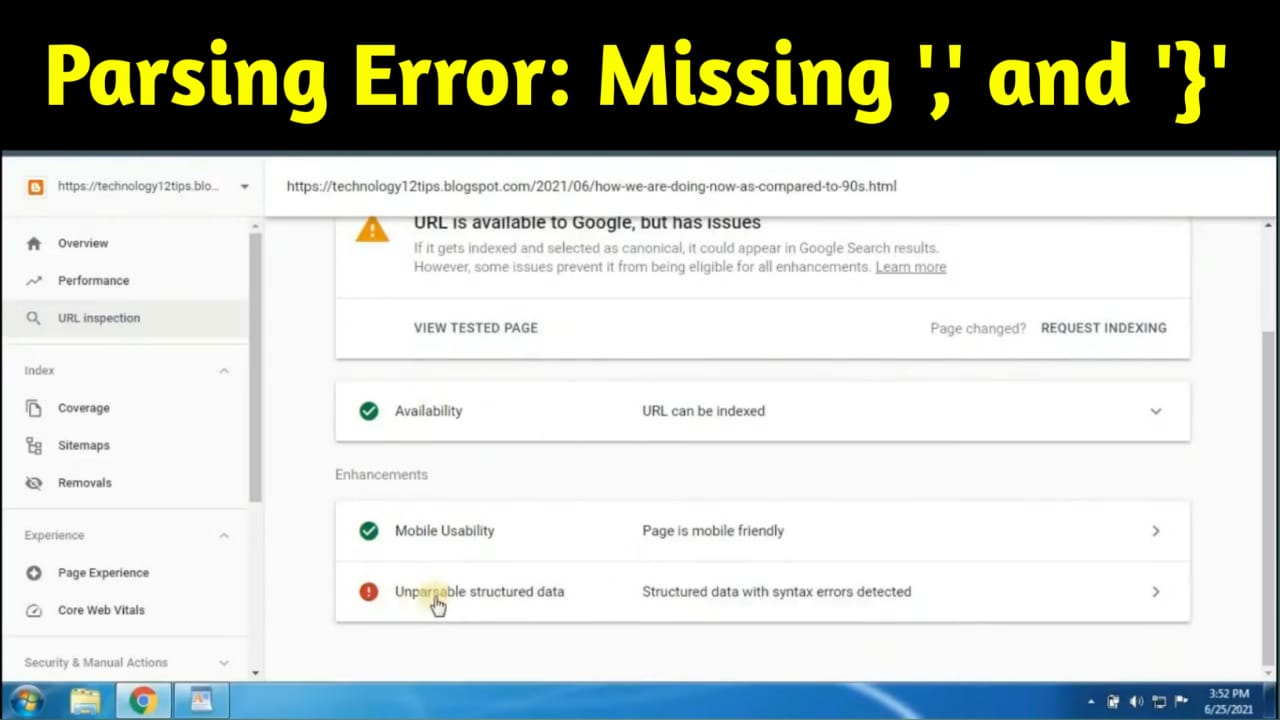 Parsing error: Missing ',' or '}'